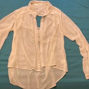 Pearl white/Cream sheer top